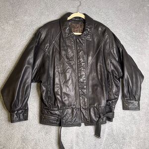 Dimitri Leather Jacket Small Black Full Zip Paisley Lined